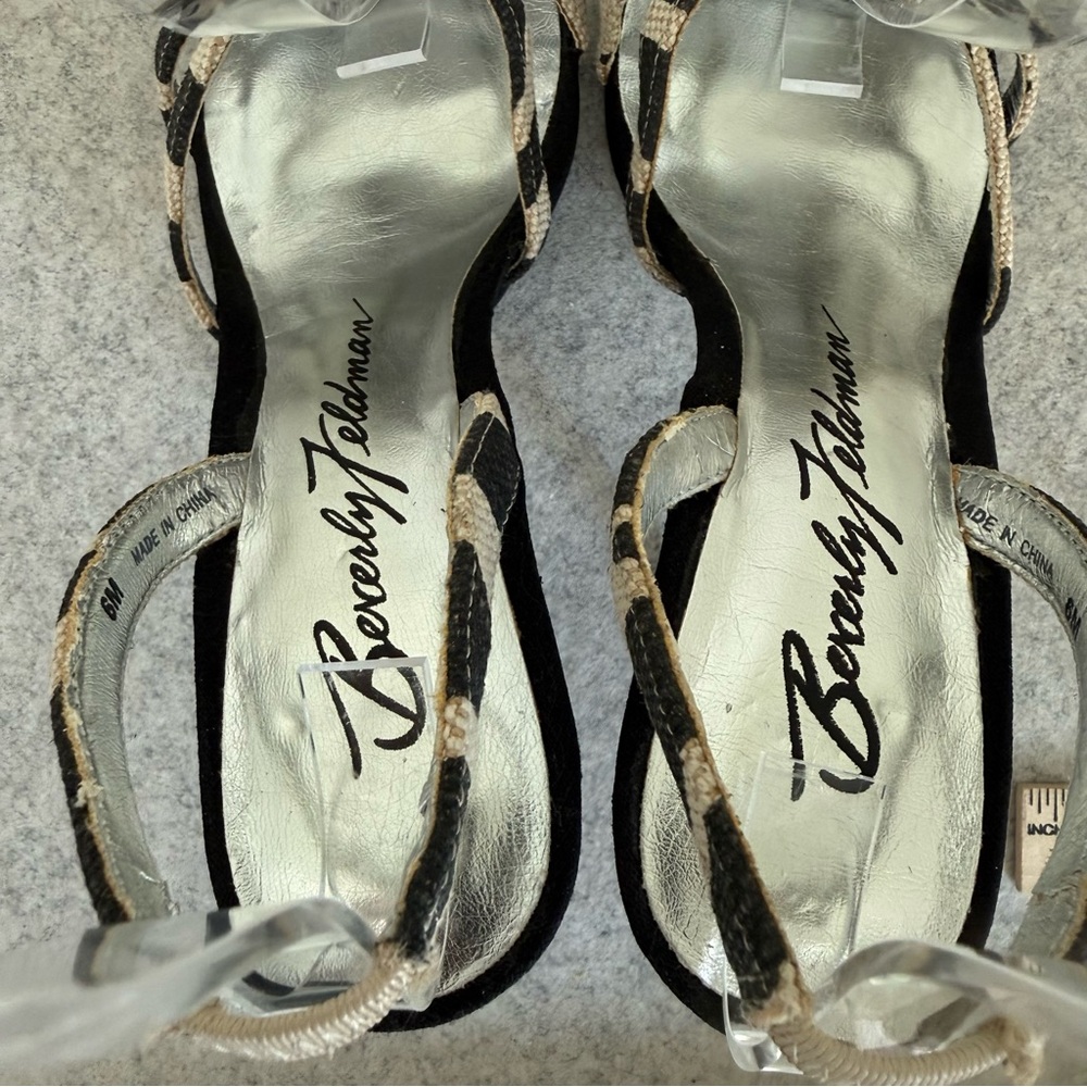 Beverly Feldman Chic Turquoise Embellished Slingback Heels Sz 6 Heeled Sandals - Picture 6 of 12